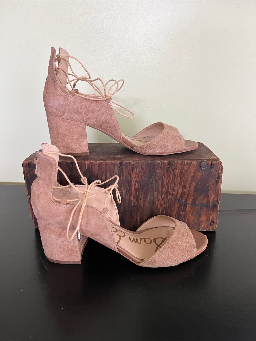 Sam Edelman Serene suede lace-up sandals in tan